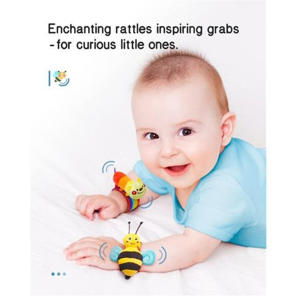 Baby Wrist Rattle Socks and Foot Finder Set Perfect Baby Toys for 0-12 Months - Picture 3 of 8